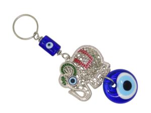 3cm Glass Lucky Evil Eye Nazar Boncuk Amulet & Elephant Charm Hanger Protection & Good Luck