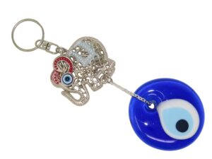 5cm Glass Lucky Evil Eye Nazar Boncuk Amulet & Elephant Charm Hanger Protection & Good Luck