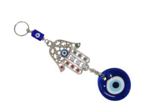 5cm Lucky Evil Eye, Hamsa Hand Wall Hanging Gift for Protection & Good Luck, Blue