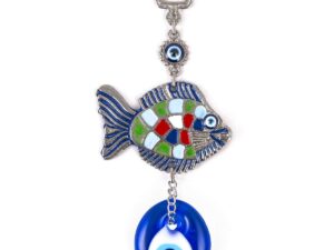 Lucky Fish & Lucky Evil Eye, Nazar Boncuk Wall Hanging Gift for Protection & Good Luck