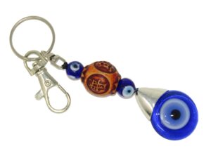 Glass Lucky Evil Eye Keyring/Hanger for Protection & Good Luck