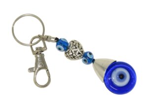 Glass Lucky Evil Eye Keyring / Hanger for Protection & Good Luck