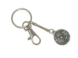 St Christopher Charm Keyring - Good Luck & Protection for Travelers Handmade