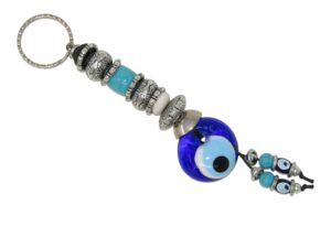 3cm Glass Lucky Evil Eye and Mixed Beads Keyring/Hanger for Protection & Good Luck