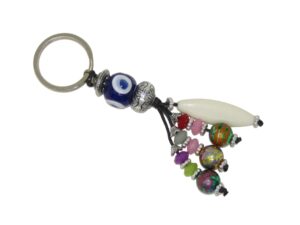 Glass Lucky Evil Eye and Mixed Beads Keyring/Hanger for Protection & Good Luck