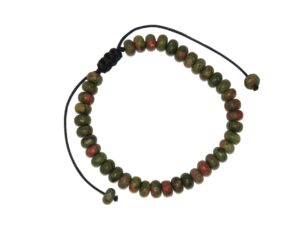 Beautiful 6mm x 4mm Unakite Gemstone Bead Bracelet | Adustable | Handmade