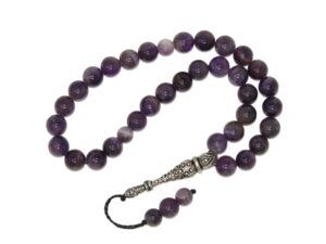Tasbih 10mm Amethyst Gemstone Beads and 925 Sterling Silver in Gift Box