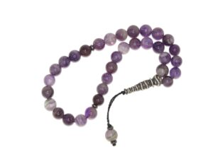 Prayer Worry Beads Tasbih 8mm Ametyst Gemstone Beads and 925 Sterling Silver in Gift Box Handmade Design