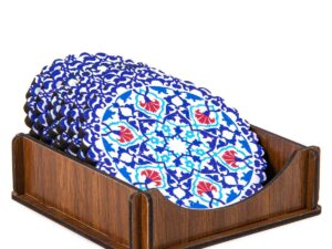 Turkish Drink Coasters Set of 6 - Mediterranean Design for Cup Coasters Gift Sets from Istanbul