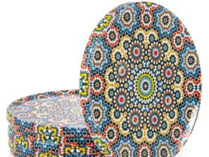 Turkish Drink Coasters Set of 6 - Mediterranean Design for Cup Coasters Gift Sets from Istanbul