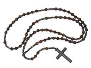 Tiger Eye and Hematite 6 Decade Catholic Rosary