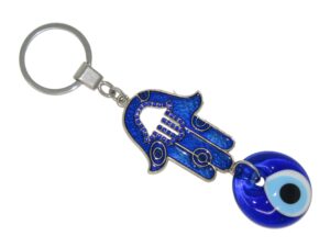 Beautiful Blue Enamelled Hamsa Hand and Lucky Evil Eye Charm Hanging