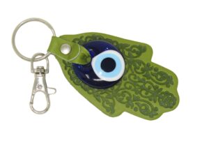 Hamsa Hand, Hand of Fatima and 3cm Lucky Evil Eye Charm Keyring Bag Hanger Good Luck Charm