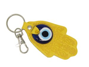 Hamsa Hand, Hand of Fatima and 3cm Lucky Evil Eye Charm Keyring Bag Hanger Good Luck Charm