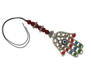 Hamsa Hand Hand of Fatima & Lucky Evil Eye Hand Rear View Mirror Car Charm - Protection & Good Luck