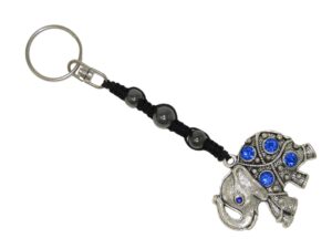 Lucky Elephant & Gemstone Bead Charm Keyring Hanging Protection & Good Luck