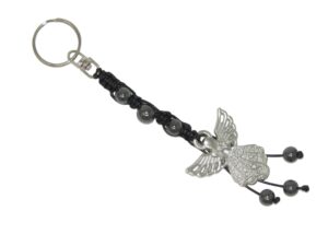 Lucky Guardian Angel & Gemstone Bead Charm Keyring Hanging Protection & Good Luck