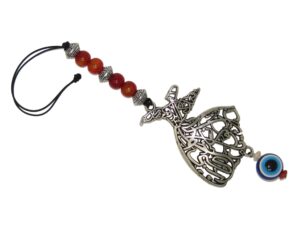 Whirling Dervish & Lucky Evil Eye Hand Rear View Mirror Car Charm - Protection & Good Luck