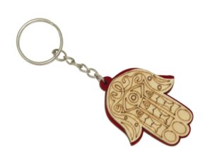 Hamsa Hand, Wooden Effect Hand of Fatima Keyring Bag Hanger