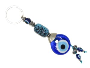 3cm Glass Lucky Evil Eye and Mixed Beads Keyring/Hanger for Protection & Good Luck