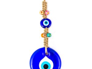 7cm Glass Lucky Evil Eye and Macramé Wall Hanging Amulet