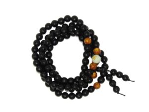 Beautiful Elasticated 8mm Black Agate Gemstone Bead Prayer Mala 103 Beads/Necklace/Bracelet - Handmade