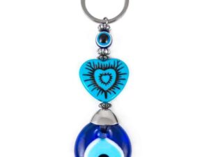 3cm Glass Lucky Evil Eye and Mixed Beads Keyring/Hanger for Protection & Good Luck