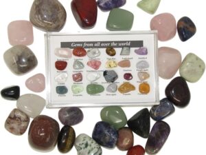 29Pcs (270 grams) Healing Crystals Set Natural Gemstones Polished Reiki Tumbled Stones Bulk Crystals for Beginners Meditation Divination Decorative Stones