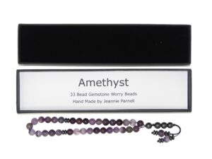 Worry Beads 8mm Amethyst Gemstone Beads and Accessories in Gift Box Handmade Design
