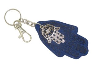 Hamsa Hand, Blue Hand of Fatima Charm Keyring Bag Hanger Good Luck Charm