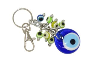 Glass Lucky Evil Eye and Mixed Beads Keyring/Hanger for Protection & Good Luck Handmade