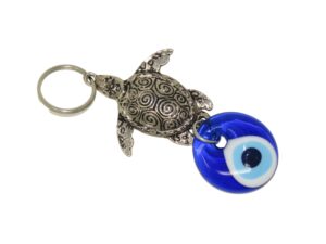 Lucky Turtle Charm & Lucky Evil Eye Keyring Bag Hanger Handmade
