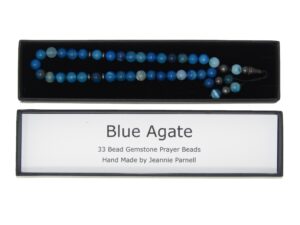Prayer Beads 8mm Blue Agate Gemstone Beads and Accessories in Gift Box Handmade Design
