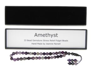 Stress Relief Fidget Beads 8mm Amethyst Gemstone Beads and Accessories in Gift Box Handmade Design