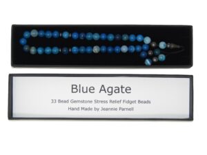 Stress Relief Fidget Beads 8mm Blue Agate Gemstone Beads and Accessories in Gift Box Handmade Design