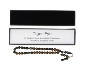 Stress Relief Fidget Beads 8mm Tiger Eye Gemstone Beads and Accessories in Gift Box Handmade Design