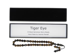 Worry Beads 8mm Tiger Eye Gemstone Beads and Accessories in Gift Box Handmade Design