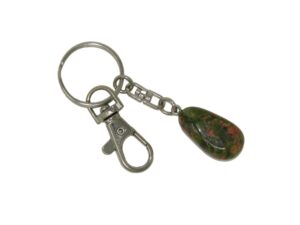 Unakite Gemstone Bead Charm Keyring Hanging Protection & Good Luck Handmade