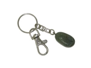 Moss Agate Gemstone Bead Charm Keyring Hanging Protection & Good Luck Handmade