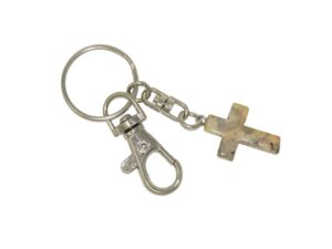 Jasper Gemstone Cross Charm Keyring Hanging Protection & Good Luck Handmade
