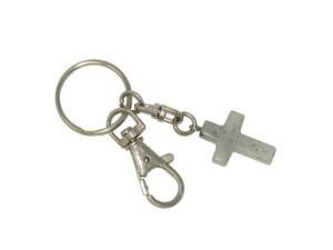Natural Agate Gemstone Cross Charm Keyring Hanging Protection & Good Luck Handmade