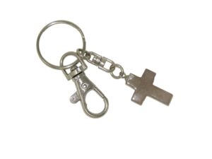 Grey Agate Gemstone Cross Charm Keyring Hanging Protection & Good Luck Handmade
