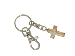 Jasper Cross Charm Keyring Good Luck