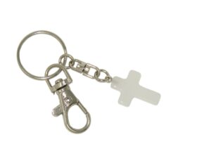 White Agate Gemstone Cross Charm Keyring Hanging