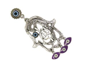 Gift Boxed Hamsa Hand/Hand of Fatima & Lucky Evil Eye Charm Fridge Magnet Amulet Handmade
