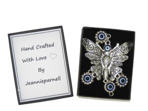 Gift Boxed Butterfly & Lucky Evil Eye Charm Fridge Magnet Amulet Handmade