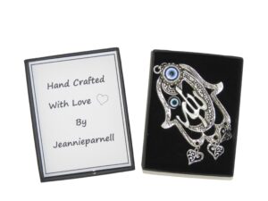 Gift Boxed Hamsa Hand/Hand of Fatima & Lucky Evil Eye Charm Fridge Magnet Amulet Handmade