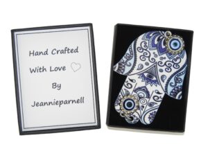 Gift Boxed Hamsa Hand/Hand of Fatima & Lucky Evil Eye Charm Fridge Magnet Amulet Handmade