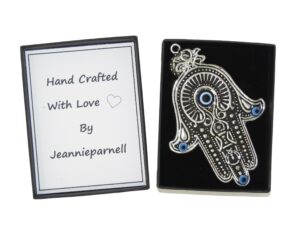 Gift Boxed Hamsa Hand/Hand of Fatima & Lucky Evil Eye Charm Fridge Magnet Amulet Handmade