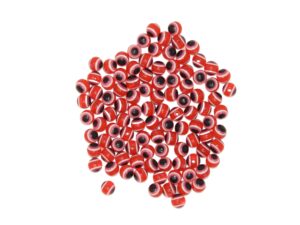 Bulk 100 x Red Coloured Evil Eye/Nazar Buncuk Stripe Round Polyester Beads 6mm